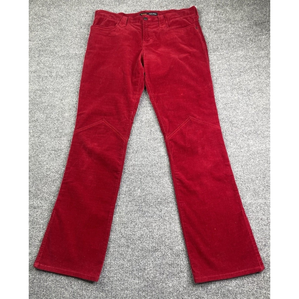 Abercrombie & Fitch Corduroy Pants Womens 4 Red Low Rise Flare Slit Hem